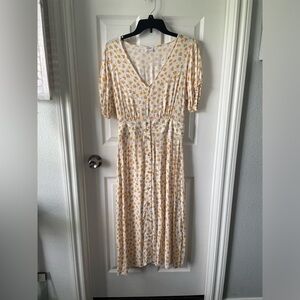Cotton On Midi Dress - Cream and Yellow Floral